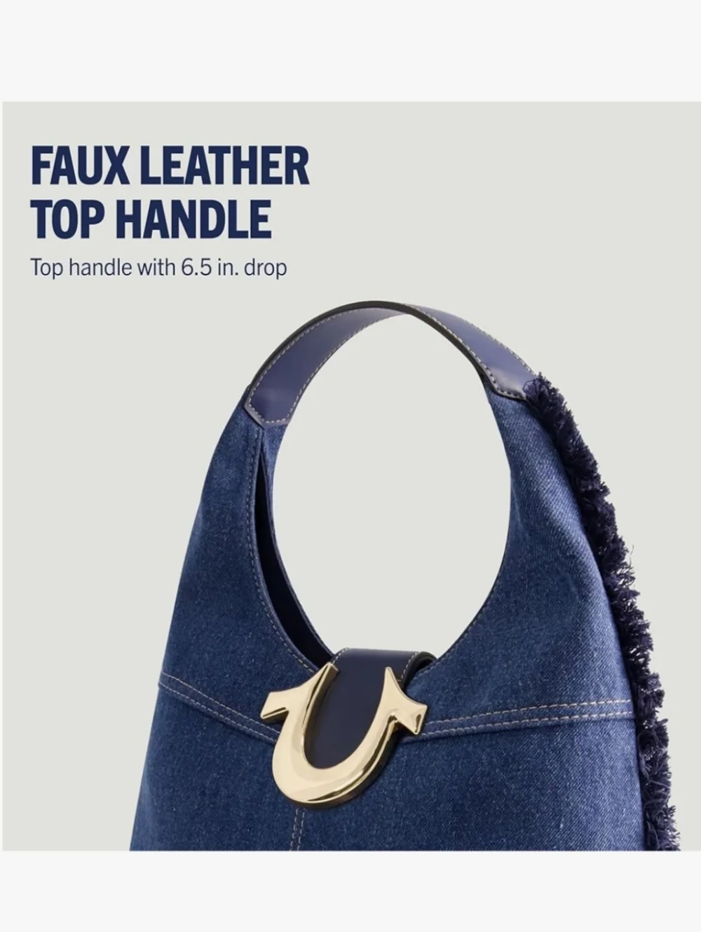 True Religion Dark Denim Hobo Bag – Gold Horseshoe Hardware – NWT